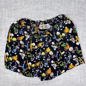 VTG 90s Looney Tunes Silk Boxer Shorts Bugs Bunny Taz AOP Cartoon XL